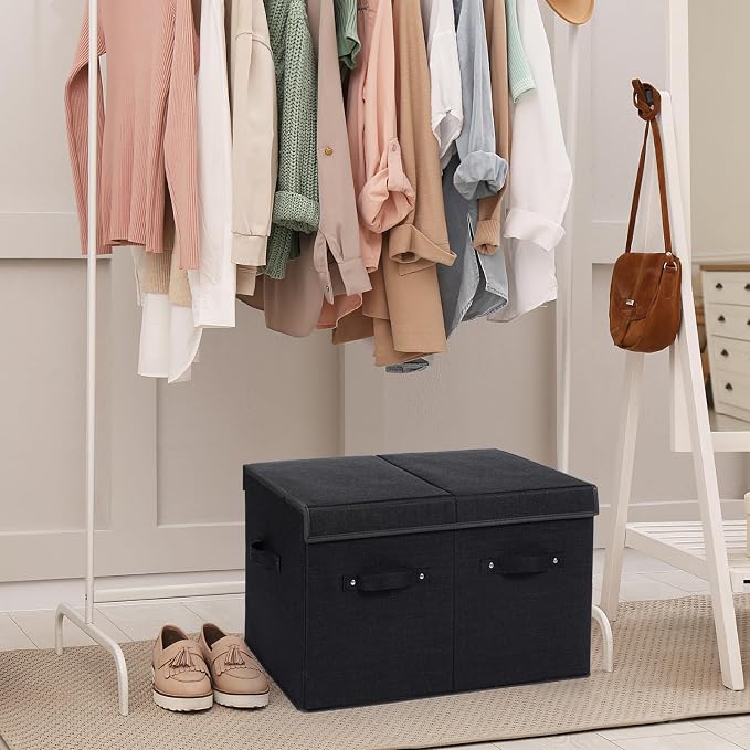 Shoe Organizer for Closet, Foldable Shoe Storage Box with Adjustable Dividers, Large Space Saving Shoe Storage Container Fits up to 16 Pairs with Reinforced Handles (Black) - Image 7