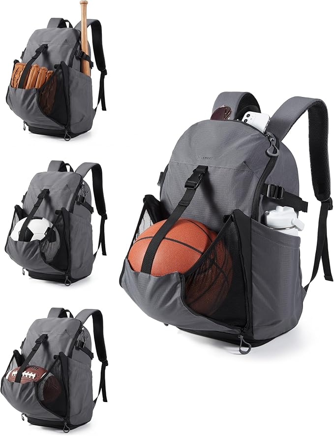 BAGSMART Gym Backpack for Men with Shoe Compartment for Multi-Sport | Water-Resistant Multi-Sport Gym Storage, Expandable Pocket Fits Basketball, Football, Shoe Compartment Separates Swim Gear - Image 7