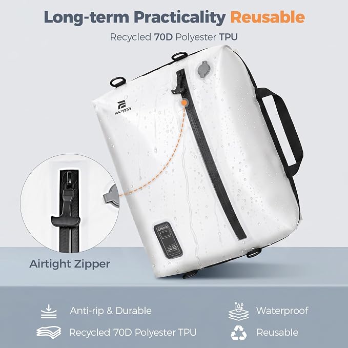 Travel Vacuum Bags with Built-in Pump, White | Reusable Vacuum Seal Bags for Clothing,Luggage,Packing Compression Storage Bags for Carry-On,Suitcase&Backpack - Image 6