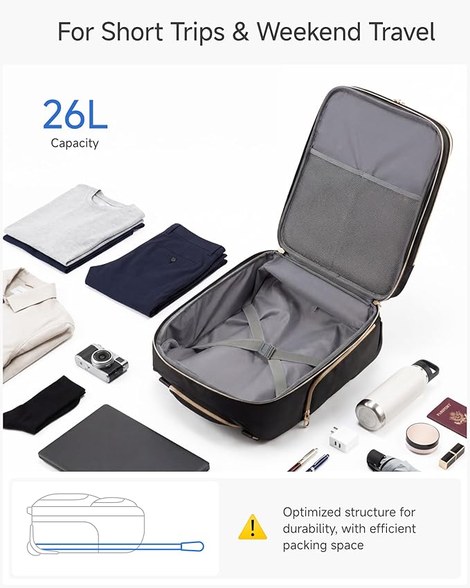 LUGGEX Underseat Carry On Luggage with Wheels, Stylish Lightweight Under Seat Luggage, Soft Sided Personal Item Suitcase for Short Trip (UX-Core, Blue, 16 Inch) - Image 5