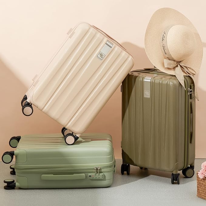 Hanke 29 Inch Luggage Suitcases With Spinner Wheels Lightweight PC hardside Rolling Suitcase With Travel Lock, Checked-Large 29-Inch(Bamboo Green) - Image 8
