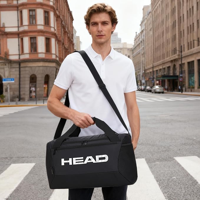 HEAD 45L Gym Duffel Bag with Separate Shoe Compartment & Wet Pocket for Men | Waterproof, Large Openning, with side pocket&inner large zipper pocekt, for Sport, Workout, Fitness, Swimming, Travel - Image 4