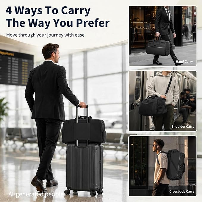 VERAGE Garment Duffel Bag, Carry-On Suit Travel Bag, 45L | Fits 2–4 day trips, fully enclosed one-zip design, wrinkle-free packing, shoe compartment, detachable toiletry kit - Image 8