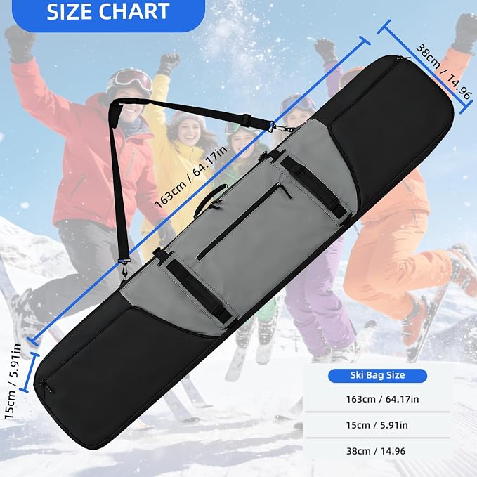 360° Padded Ski and Snowboard Travel Bag, Water-resistant Durable Storage Case for Air Travel and Road Trips - Image 6