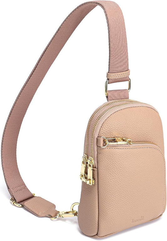 INICAT RFID Blocking Sling Bag,Anti Theft Crossbody Bags for Women,Travel Gifts Fanny Pack Cross Body Purses Woman Leather