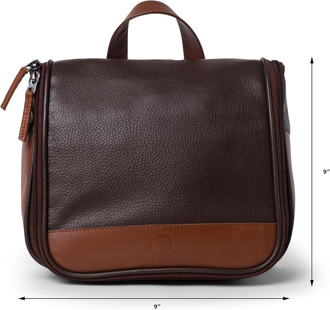 Sutton Handmade Genuine Cowhide Leather Hanging Toiletry Bag Travel Dopp Kit for Men and Women (Chocolate Brown) - Image 7