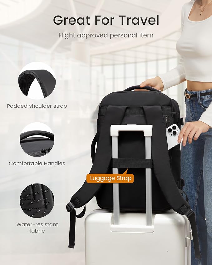 LOVEVOOK 50L Travel Backpack for Women Men, TSA Personal Item Travel Bag Fits 17.3inch Laptop, Waterproof Airline Approved Carry On Luggage With 2 Cubes for Weekender Hiking Business, Army Green - Image 6