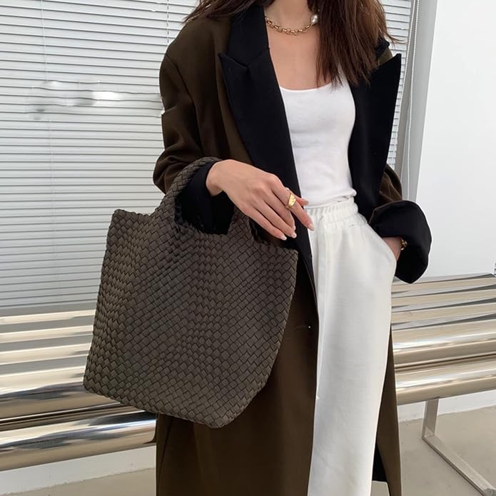 JINMANXUE Woven Hobo Bag For Women Neoprene Tote Bag Large Capacity Handbag Patchwork Handmade Casual Shoulder Bags - Image 7
