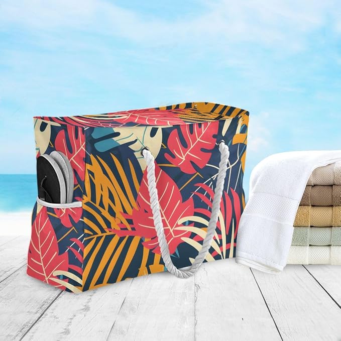 senya Large Beach Shoulder Bags Canvas Tote Water Resistant for Gym Travel Daily - Image 3