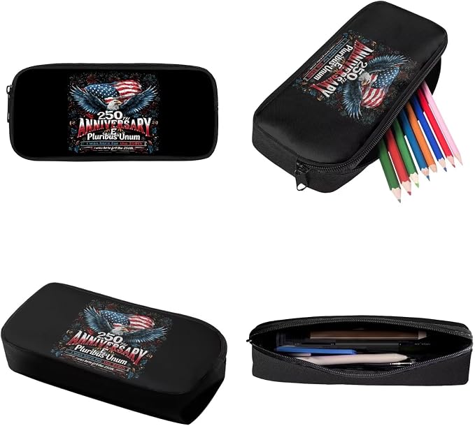 Eagle 250th Anniversary Black Backpack Set Kids Bookbag Primary School American Flag Fireworks Print Large Daypack with Lunch Bag and Pencil Bag, Students Lightweight Knapsack - Image 7