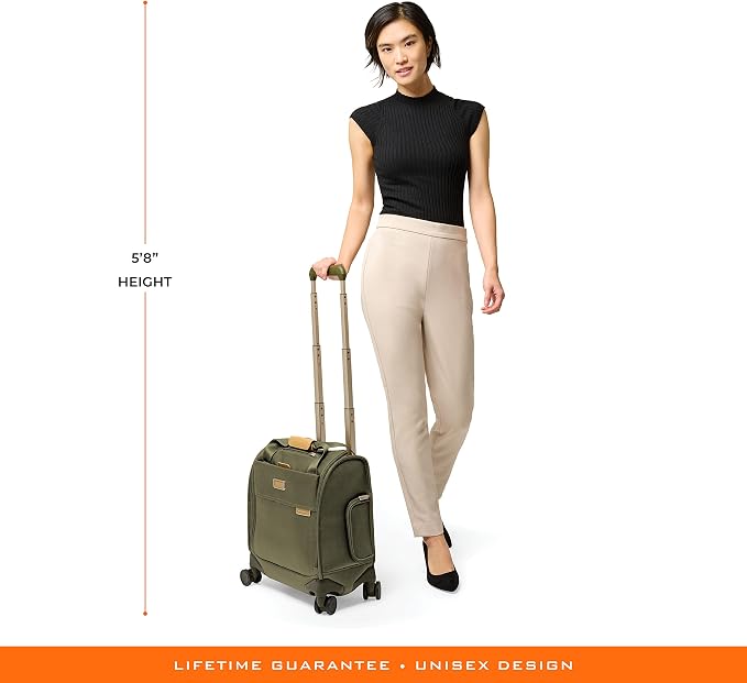 Briggs & Riley Cabin Spinner - Carry On Luggage for Travel, Suitcases with Wheels, Softside Rolling Bag for Men & Women, Fits Under Plane Seat, Interlocking Handle - Baseline Collection, Olive - Image 11