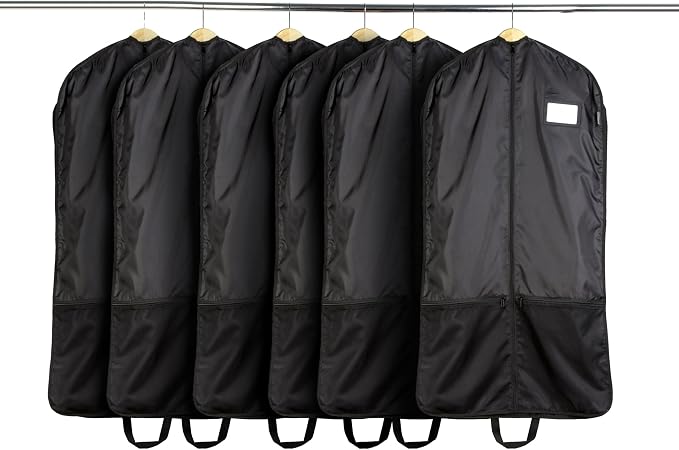 Covermates Deluxe Garment Bag Set for Closet Storage & Travel – Heavy Duty Hanging Suit & Dress Bags with ID Window, Accessory Pockets & Carrying Handles – Premium Wardrobe Protection, Black by Covermates