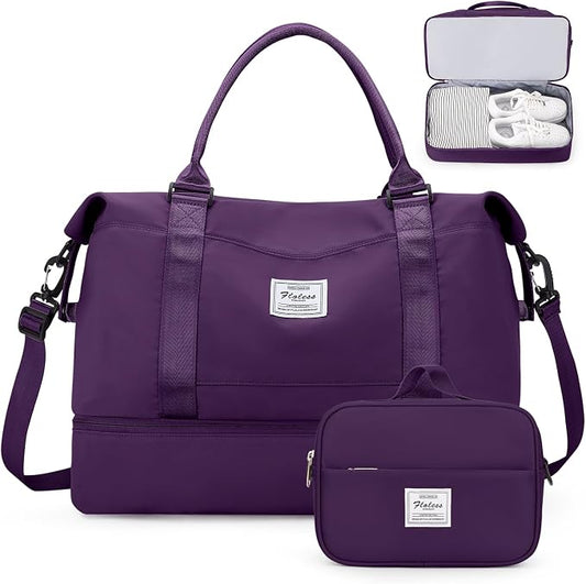 Weekender Bags for Women, Carry-On Overnight Travel Duffel Bag | Travel Bag with Shoes Compartment & Toiletry Bag, Extra Large by SYCNB