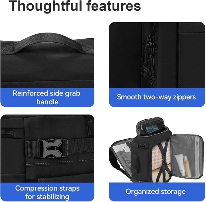 Carry On Travel Backpack Flight Approved Laptop Backpack for Women Men | Personal Item Travel Bag, Casual Weekender Daypack with Wet Pocket for Business, Hiking - Image 9