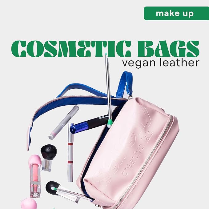 SARELLY | Vegan Leather Makeup Bag | Perfect for Makeup Brushes | Multi-compartments | Blush - Image 2
