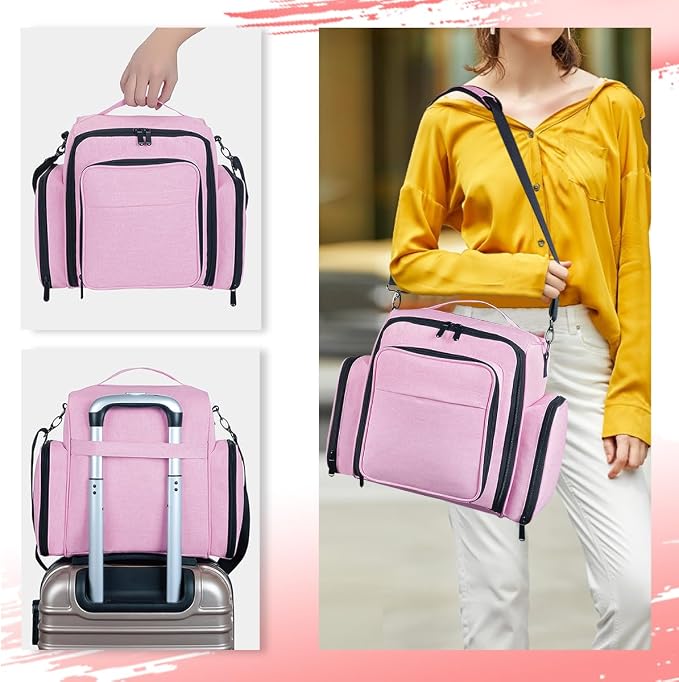 Nail Polish Organizer Case Hold 90 Bottles with 3 Detachable Bag,Pink | Portable Travel Storage Box Designed for Women's Nail Tools, Essential Oils and Cosmetics Sets - Image 8