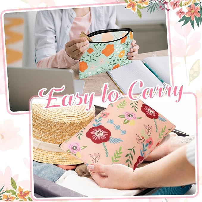 Hillban 36 Pcs Floral Makeup Bags for Women Flower Cosmetic Bag Inspirational Pencil Case with Zipper Travel Organizer Pouch for Wedding Bachelorette Party Christmas Gifts, 12 Styles - Image 3