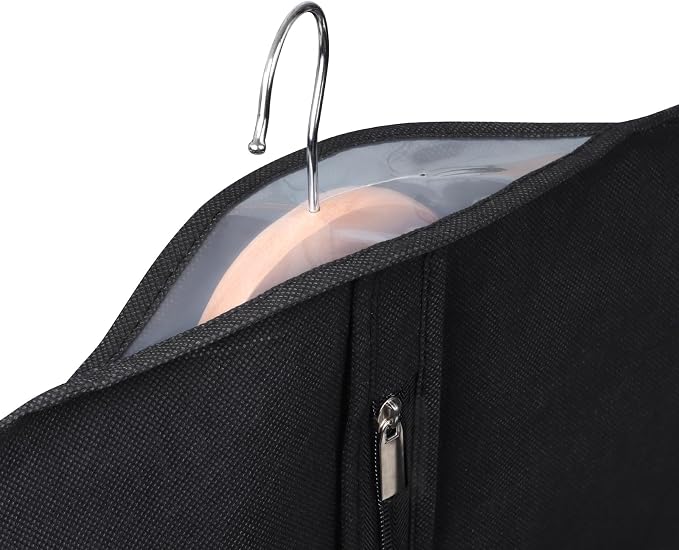 Univivi 60 Inch Long Garment Bags for Hanging Clothes, 5 Pack, Black | Breathable Dress Bag, Dustproof Hanging Garment Bag, Clear Window and ID Card Holder for Coats, Dresses - Image 4