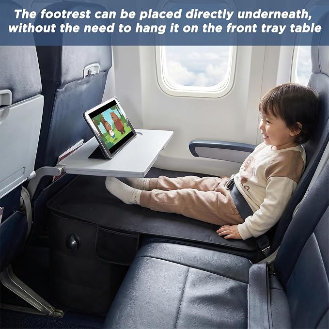 Toddler Airplane Bed | Kids Airplane seat Extender | Easy to Install for ariplane, Train, Cars | Kids Airplane Travel Essentials | Foot Rest Cushion (with Foot Pads) - Image 3