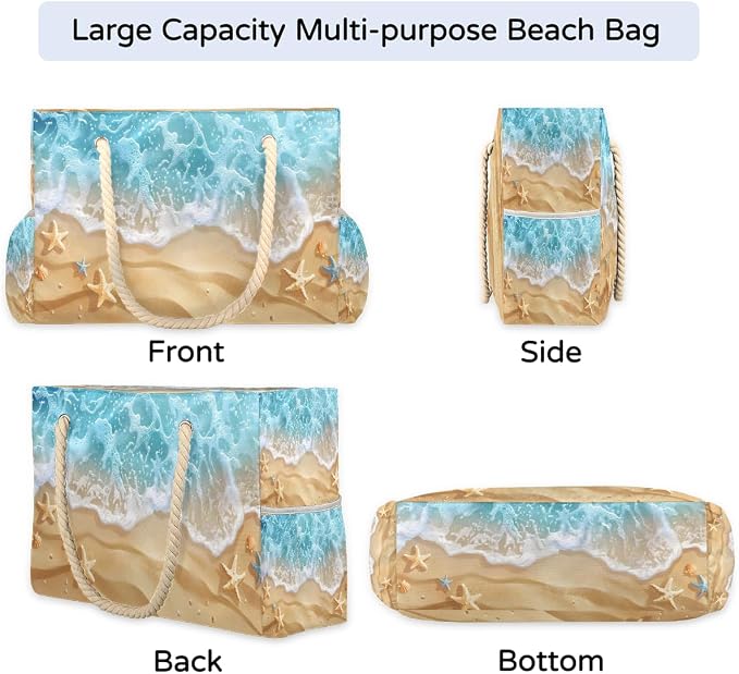 Large Beach Bag with Zipper Beach Bags for Women Water Resistant Swim Pool Bag - Image 6