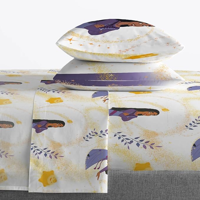 Jay Franco Kids Sheet Set with Fitted, Flat Sheets & Pillow Cover - Ultra-Soft Bedding with Pillowcase for Room Decor, White - Wish, 4 Piece Full - Image 6