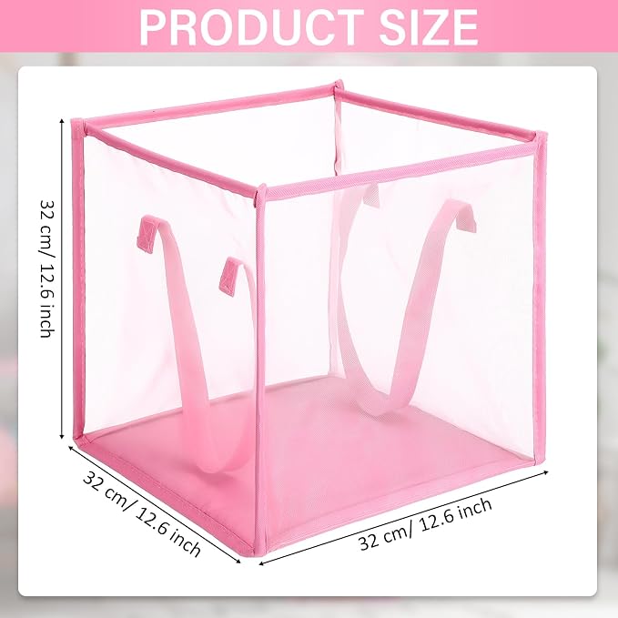 Zopeal 6 Pack Popup Laundry Hamper 13 Inch Collapsible Laundry Baskets with Handles Mesh Clothes Baskets Portable Single Layer Foldable Clothes Hamper Square Bin for Washing (Pink,Single-layer) - Image 2