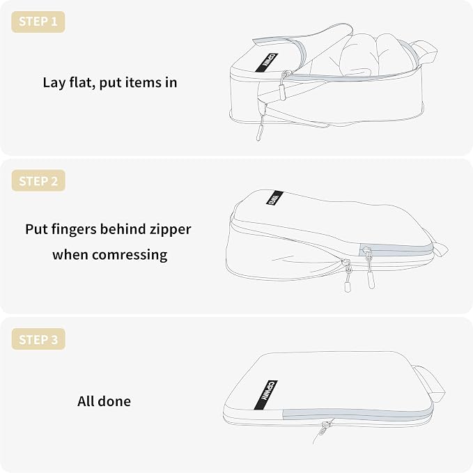 Cipway Compression Packing Cubes for Travel Ultralight Expandable Packing Organizers with Laundry & Toiletry Bag for Carry on Luggage (Vanilla Cream 6 Set) - Image 4