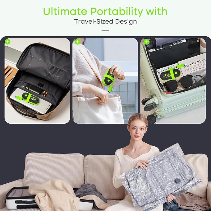 Vacbird Vacuum Bags for Travel with USB Electric Pump, 15 Pack Carry-on Size Compression Packing for Luggage and Suitcase, Space Saver Bags for Clothes and Clothing Travel - Image 6