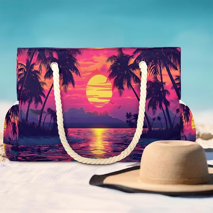 Large Beach Bag with Zipper Beach Bags for Women Water Resistant Swim Pool Bag - Image 3