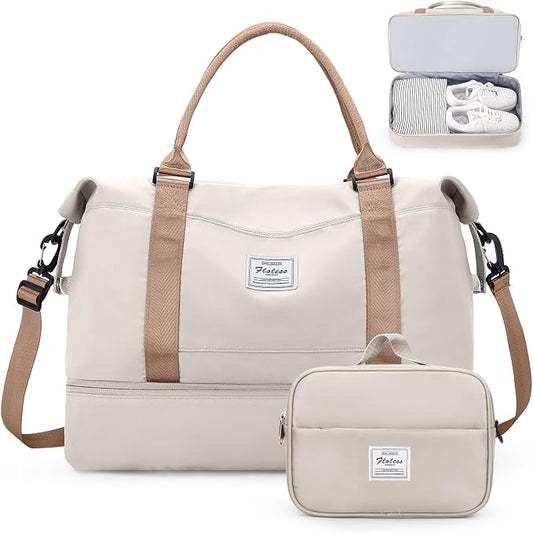 Weekender Bags for Women, Carry-On Overnight Travel Duffel Bag | Travel Bag with Shoes Compartment & Toiletry Bag, Extra Large by SYCNB