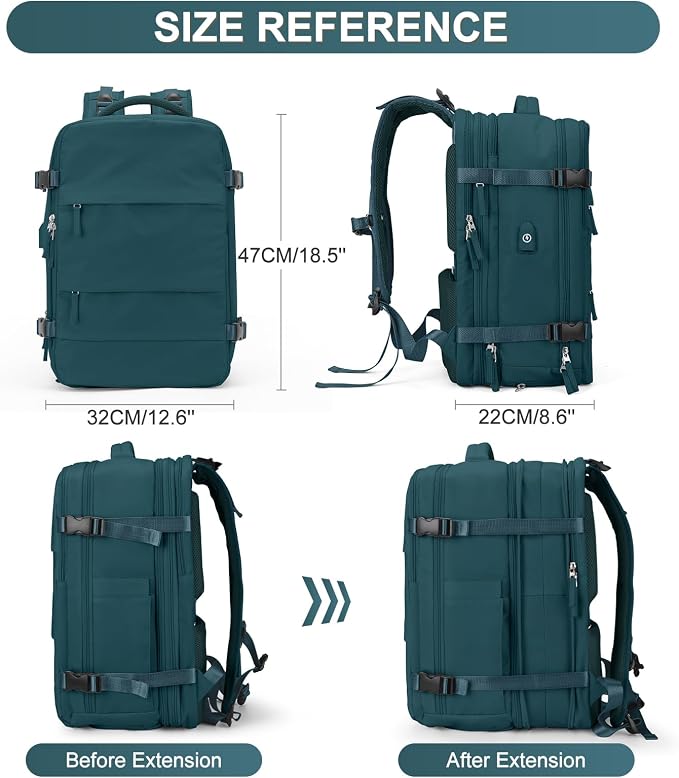 coofay Extra Large Backpack For Traveling On Airplane Carry On Backpack Flight Approved Personal Item Travel Backpack For Women Men Airline Approved Gym Bag With Shoe Compartment Weekender Hiking Bag - Image 4