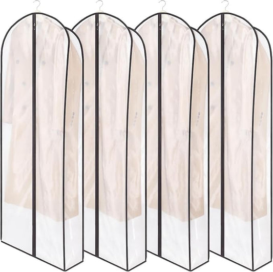 Zilink Breathable Leather Jacket Coat Storage Bags 60” Dress Bags for Gowns Long Dust Covers for Hanging Clothes with 7" Gussted Wrinkle Free for Leather Jacket Fur Coat Puffy Dress Storage, Set of 4 by Zilink