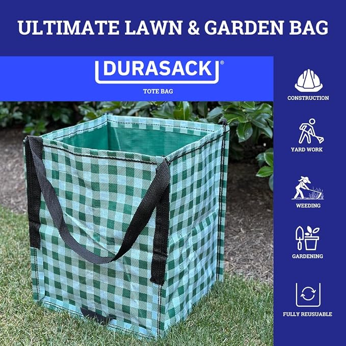 DURASACK Heavy Duty Storage Tote Bag 22-Gallon, Gingham Green, Pack of 4 | Rugged Woven Polypropylene Moving Bag, Reusable Self-Standing Design, Holds up to 500 Pounds - Image 6