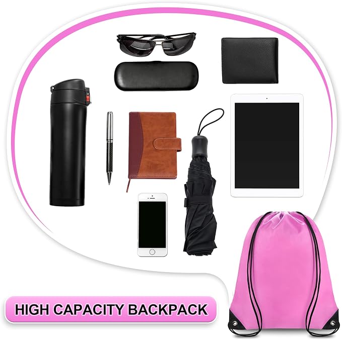 Grneric Drawstring Backpack Bulk 70Pcs String Backpack Drawstring Bags Cinch Bag Sackpack for Men Women Gym(Pink) - Image 4