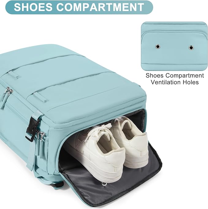 Large Travel Backpack Carry on Flight Approved Mochila De Viaje Carry on Backpack for Airplanes Spirit Airlines Personal Item Bag 18x14x8 Inches Travel Bag Traveling Backpack for Women Men Light Blue - Image 6
