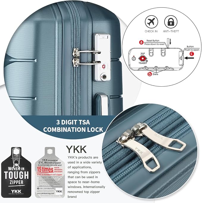 Somago Luggage Sets and Packing Cube Travel Set Lightweight Hardside Polypropylene Suitcases with Double Spinner Wheels and TSA Lock,Ice Blue - Image 5
