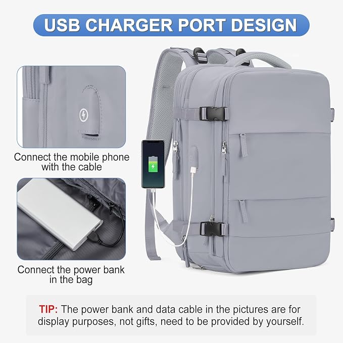 coofay Expandable Backpack For Traveling On Airplane Carry On Backpack Flight Approved Personal Item Travel Backpack For Women Men Airline Approved Gym Bag With Shoe Compartment Travel Weekender Bag - Image 8