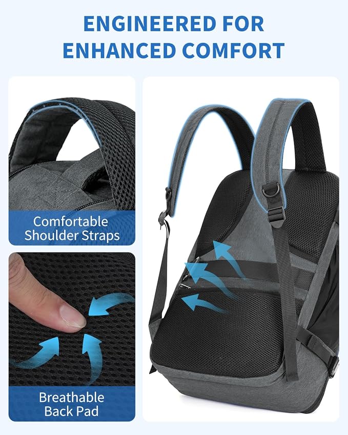 WANDF Travel Backpack For Spirit Airlines Personal Item Bag 18x14x8 with Wet Pocket, 17 Inch Laptop Backpack for Men Women | Frontier Airline Underseat Fit, Fits 17" Laptop, 180°Opening, Travel Backpack - Image 7