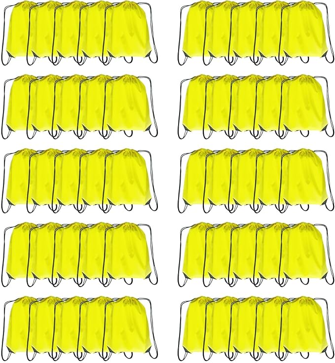 Drawstring Backpack Bulk 50 Packs Draw String Backpack Bags DIY Gym Sports Traveling Trip ride Pedestrianism Yoga Cinch Bag Sackpack Drawstring (yellow) by Unknown