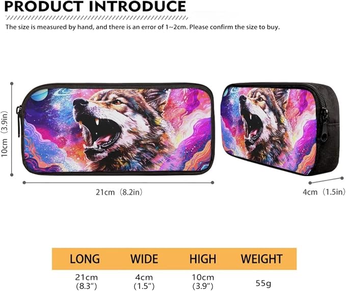 Galaxy Wolf Print Backpack Set for Student Schoolbag Large Capacity Bookbag Lunch Box Pencil Case 17 Inch Travel Laptop Backpacks Rucksack Daypack with Zippered Pockets - Image 5