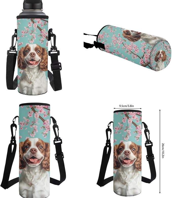 Cavalier King Charles Spaniel Dog Backpack with Lunch Box Kids Girls 6-7/7-8 Cherry Blossom Primary School Bookbags for 1st Grade Kids Book Bags Lunchbox Pencil Case Water Bottle Carrier Set - Image 7