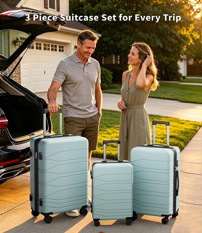 3 Piece Luggage Set, 20/24/28 Inch Expandable Luggage Sets with Spinner Wheels, ABS+PC Hardshell Suitcases, Suitcase Set with Double-Layer Explosion Zipper, TSA Lock - Image 2