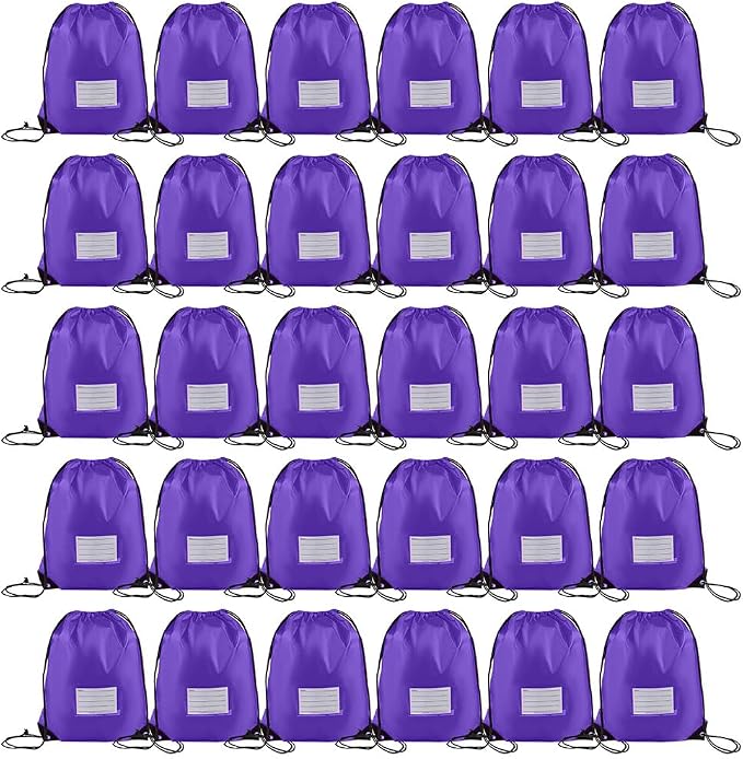 CODOBON 30 Pack Drawstring Bags,Bulk Draw String Backpack, DIY Gym Sports Cinch Bag Sackpack for Women Men, Purple by CODOBON