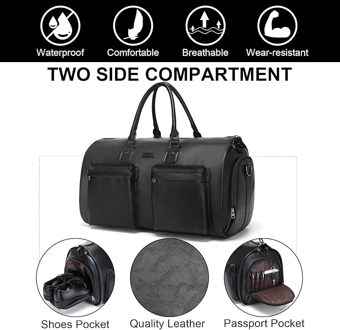 Modoker Convertible Rolling Garment Bag, Carry-On Duffle | 3-in-1 carry-on rolling duffle bag with wheels, suit carrier for overnight travel for both men and women - Image 6
