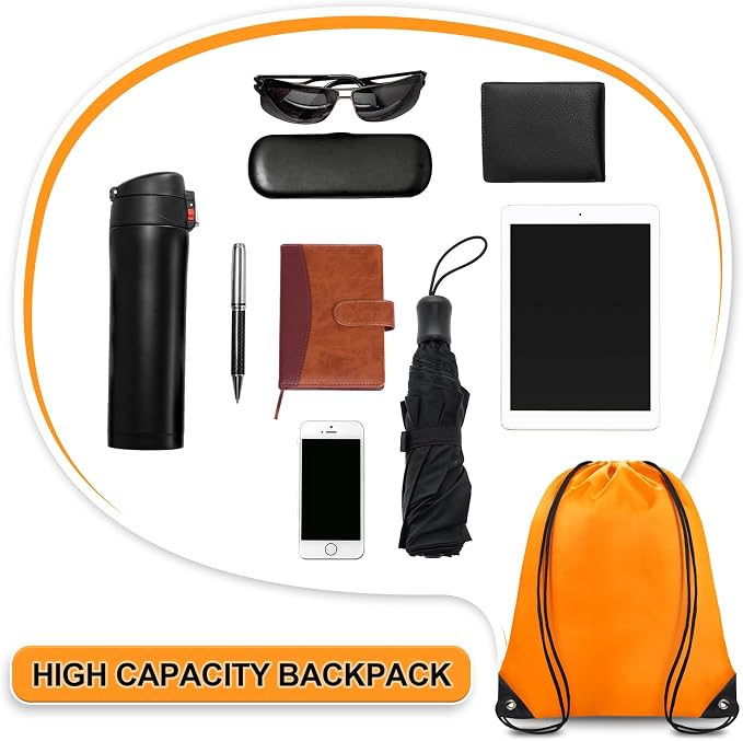 Grneric Drawstring Backpack Bulk 28 PCS Drawstring Bags String Backpack Cinch Bag Sackpack for Men Women Gym (Orange) - Image 4