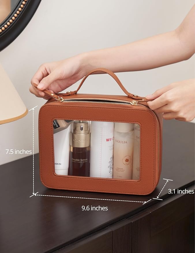 Popvibe Clear Makeup Bag Toiletry Case Travel Transparent Cosmetic Bag with Zipper, Portable Make Up Organizer Traveling Compact Car Bag for Essentials - Image 3