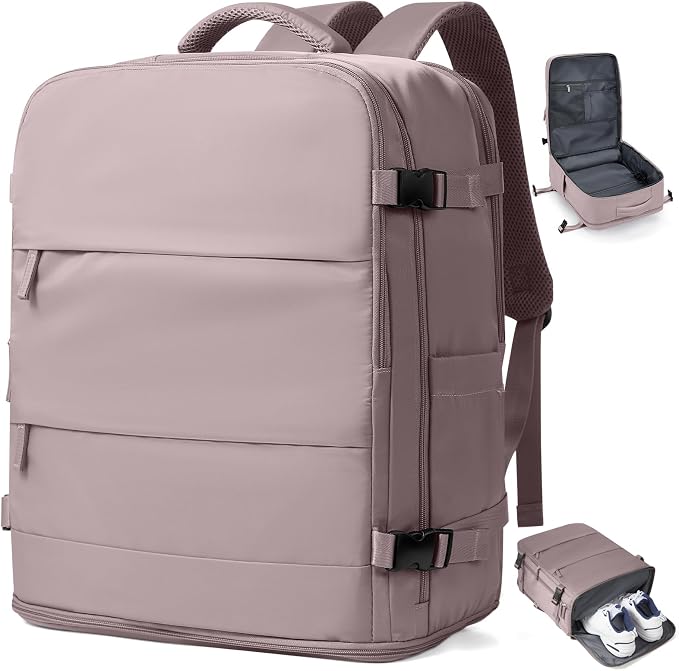 coowoz Large Travel Backpack Carry On for Women Man Waterproof Gym Backpacks with Laptop Compartment Mochila de Viaje Teacher Personal Item Backpack Rucksack Airplane Accessories Must Haves Lotus Pink by coowoz