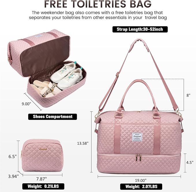 LOVEVOOK Travel Duffle Bag,Weekender Bags for Women with Shoe Compartment，Carry on Overnight Bag with Toiletry Bag,Gym Duffel Bag with Wet Pocket, Hospital Bags for Labor and Delivery - Image 3