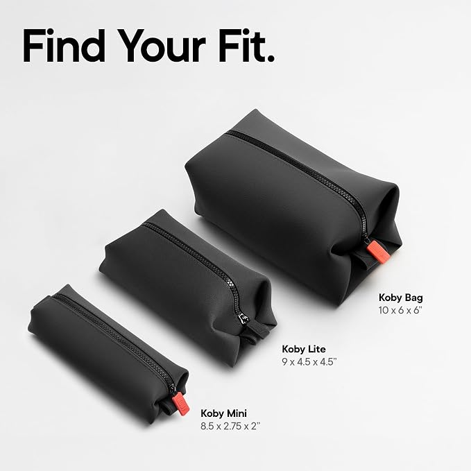 TOOLETRIES The Koby Dopp Kit, Premium Silicone Toiletry Bag for Men, Compact Leak-Resistant Travel Organizer with Heavy-Duty Zipper, Easy-to-Clean Grooming Bag – Lite 9" x 4.5" x 4.5", Charcoal - Image 9