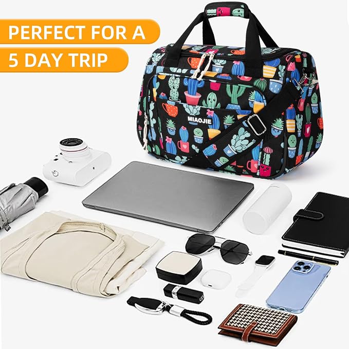 Underseat Carry On Luggage Lightweight Travel Tote Weekender Bag Overnight Duffle Bag for Travel, Travel Essentials Personal Item Travel Bag for Women, Corduroy Cactus-16Inch - Image 5